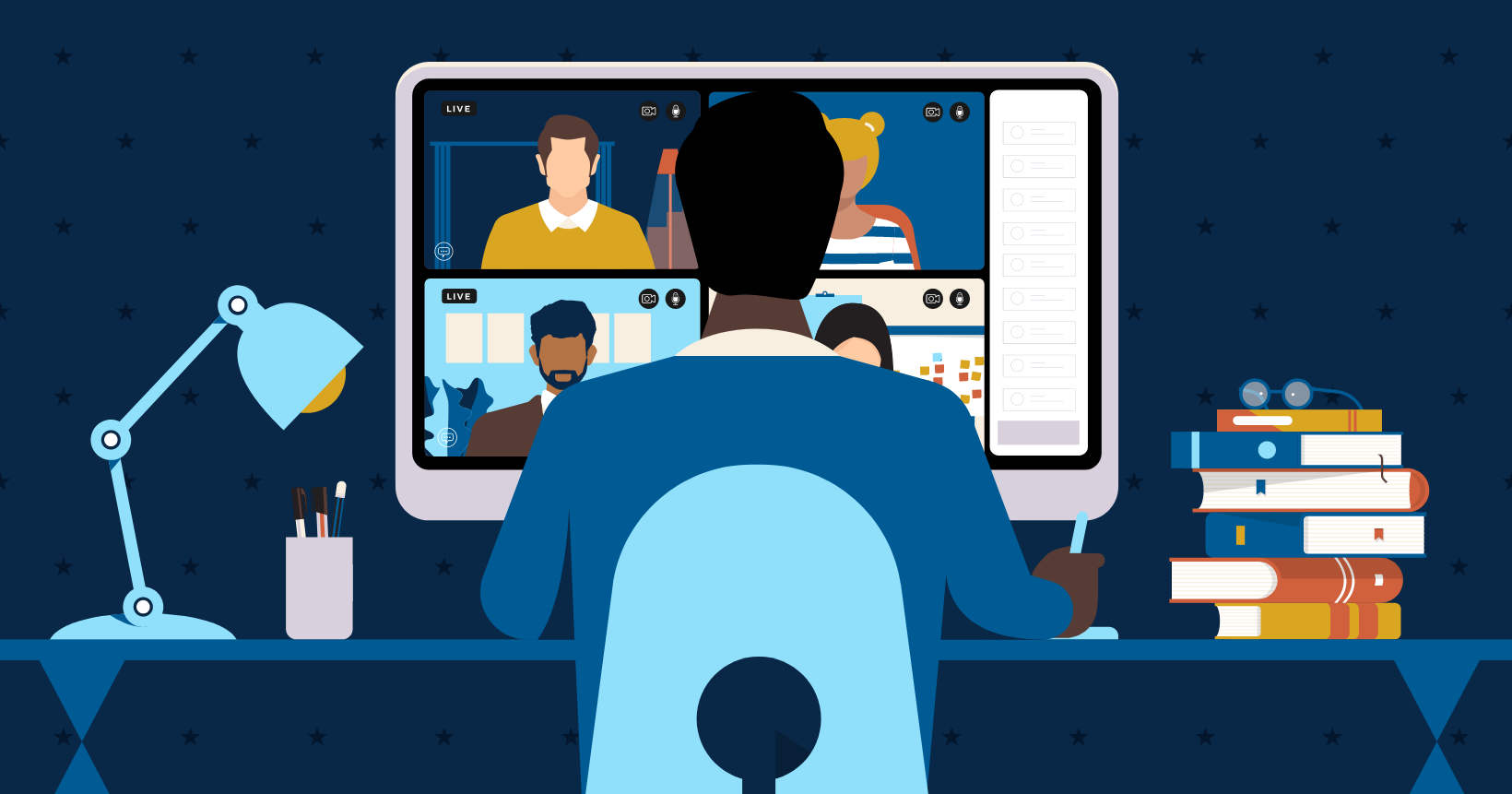 Person sitting in front of a computer